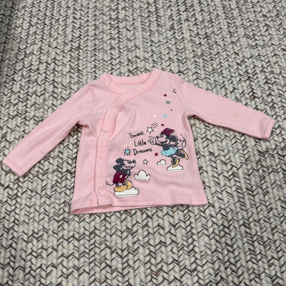Disney Baby Pink Mini and Micky Long Sleeve Shirt
